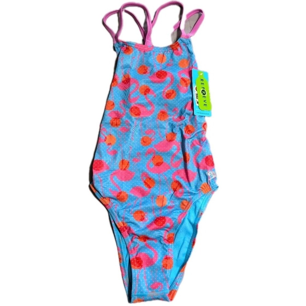 Speedo Flamingo Dot One Piece‎ Swimsuit Womens 26 Eco Endurance Cheeky NWT